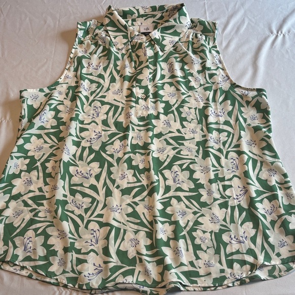 CAbi Green Floral Button-Up Blouse - Picture 2 of 13